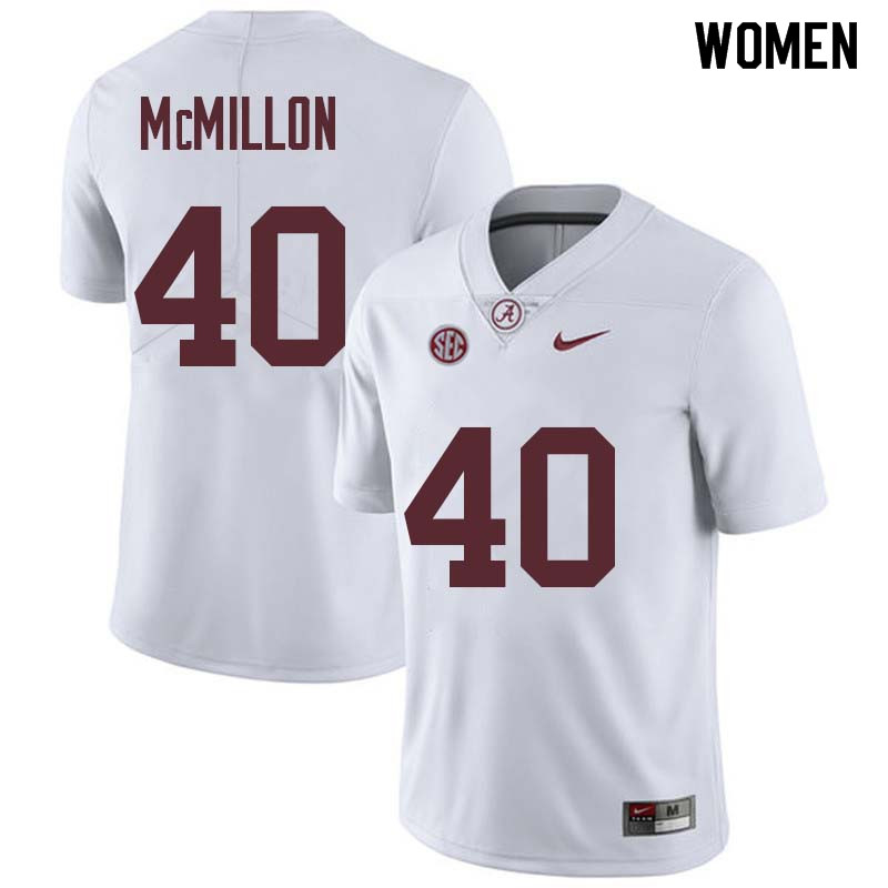 Women #40 Joshua McMillon Alabama Crimson Tide College Football Jerseys Sale-White